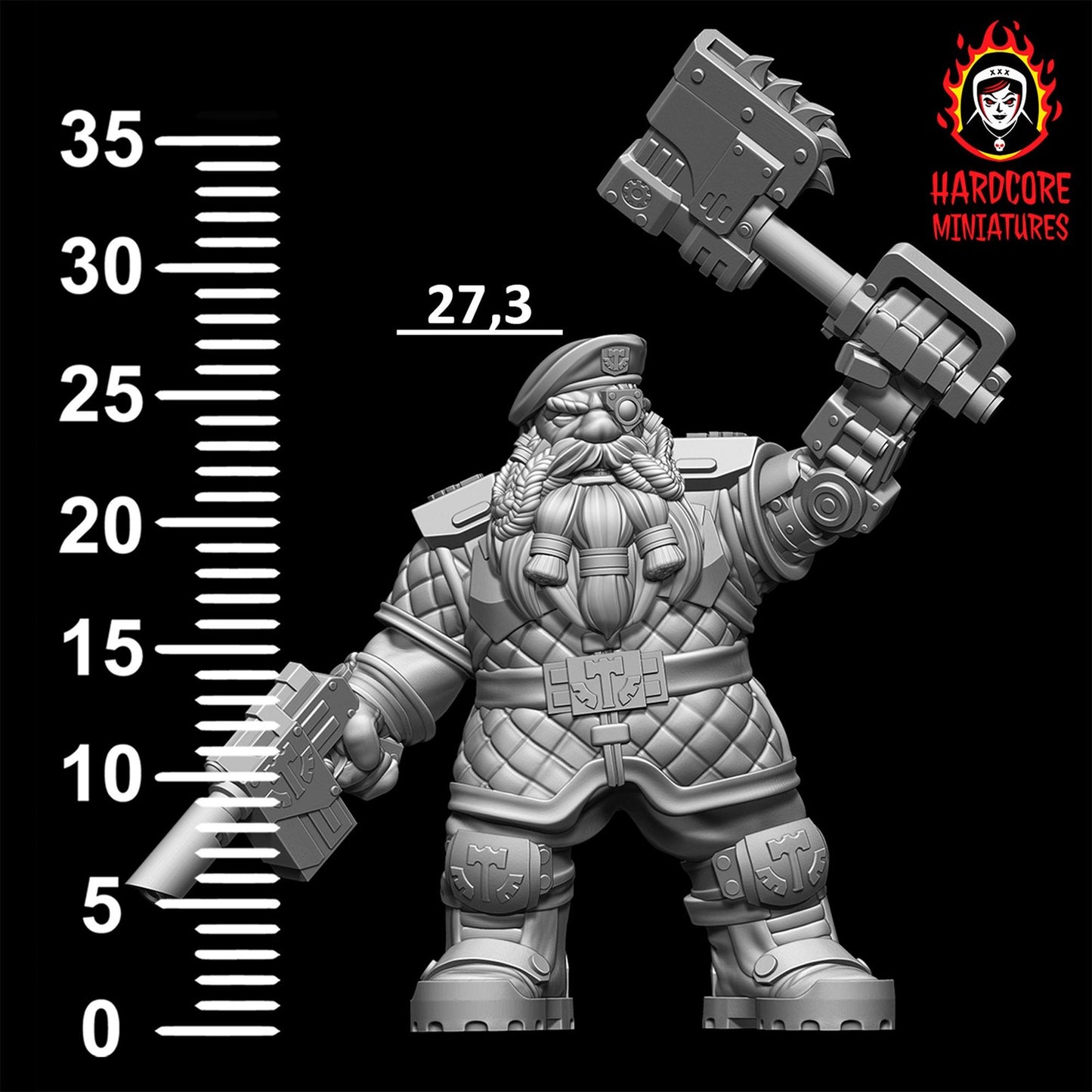 Space Dwarf Sergeant 28mm army builder set 1 3d printed minis tabletop hardcore