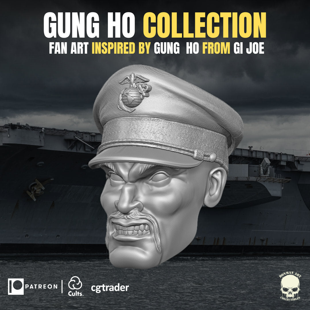 Gung Ho G.I. Joe classified 1:12 head sculpt 3d printed resin action figure mar