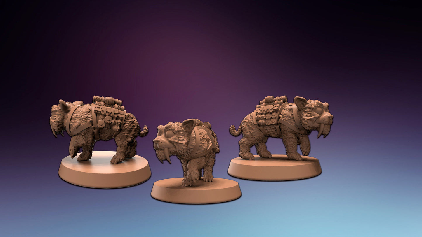 HeroQuest pet Saber-toothed tiger dino - Miniatures Unpainted 28mm/32mm Dungeon