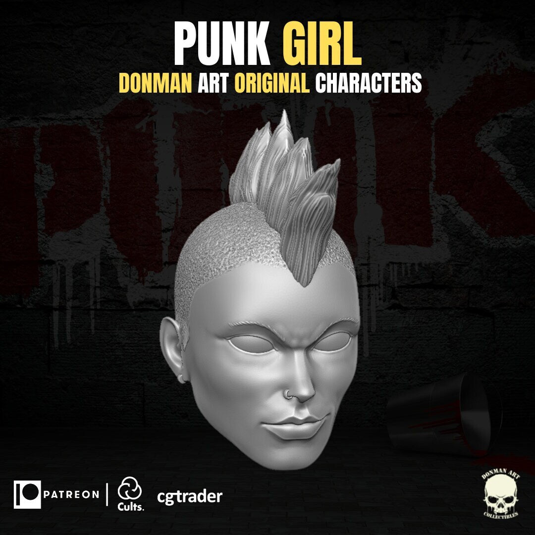 Punk Girl dreadnok Zarana head GI Joe Classified 1/12 scale head unpainted 1:12