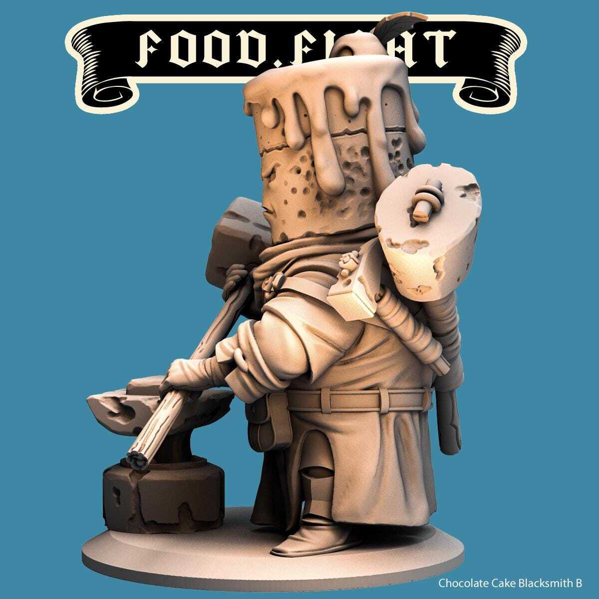 Chocolate Cake Blacksmith -- Food Fight! tabletop gaming DnD 32mm | 75MM