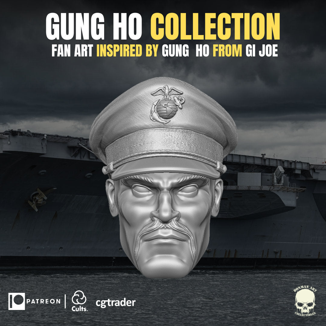 Gung Ho G.I. Joe classified 1:12 head sculpt 3d printed resin action figure mar