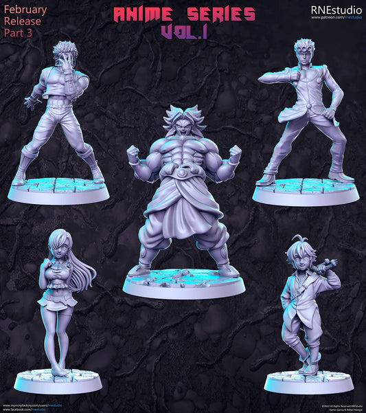 Anime Series Vol 1 Full Set DnD Miniature, Tabletop RPG DnD Mini, D&D Figurines