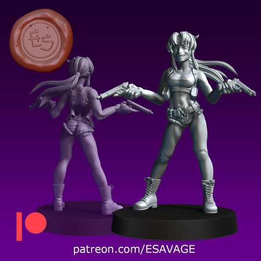 gun girl from the black lagoon anime 32mm dnd miniature