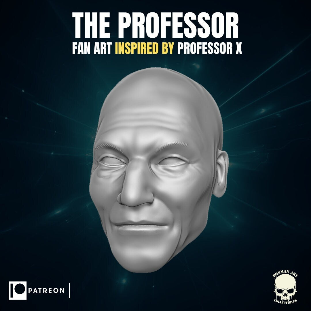 Professor X 1:12 scale heads, resin 3d printed 6" action figure custom hea