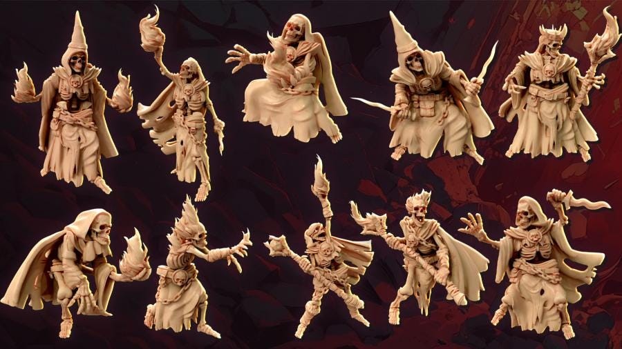 Graveshot NecroChanters Legion Of Bones : 32mm table top mini army builder Skel