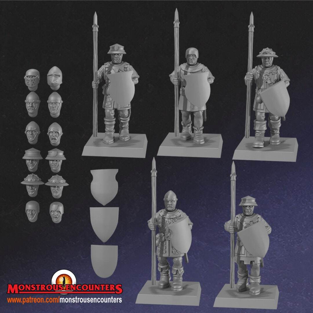 Breton Men at arms unit 28mm army builder 3d printed minis tabletop bretonnia o