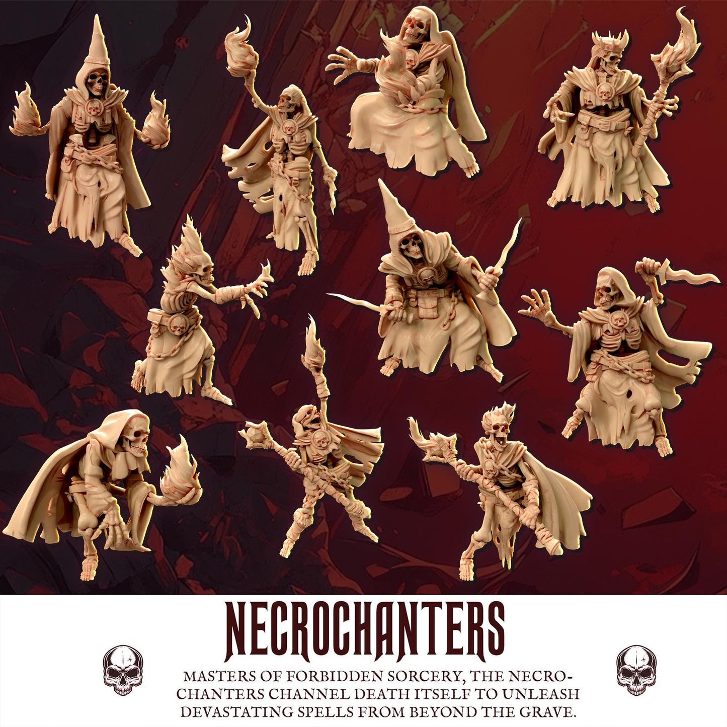 Graveshot NecroChanters Legion Of Bones : 32mm table top mini army builder Skel