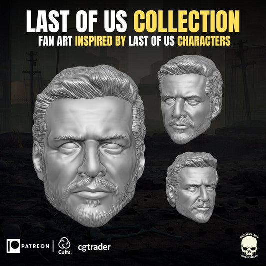 Joel Miller last of us head sculpt GI Joe Classified 1/12 scale head unpainted