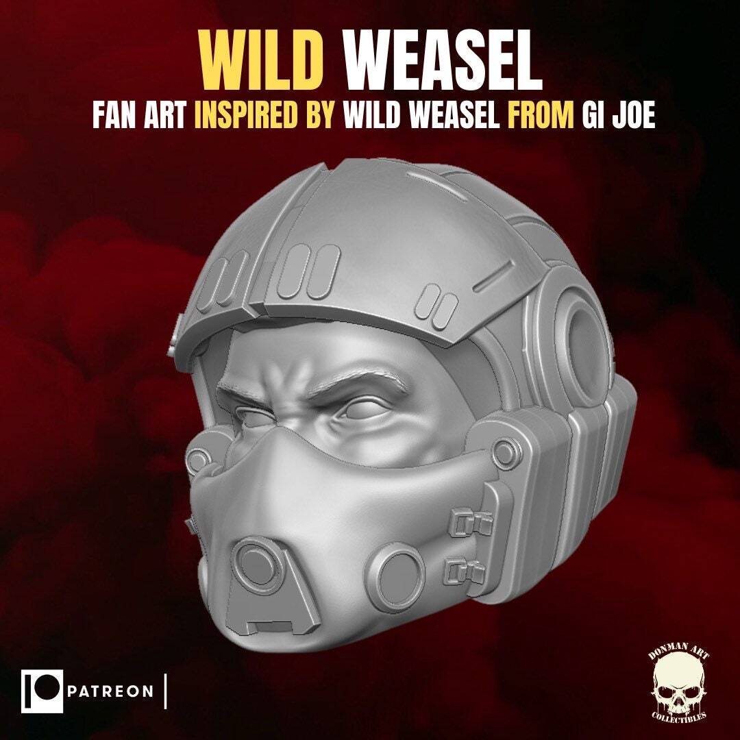 Wild Weasel G.I. Joe 1:12 head sculpt 3d printed resin