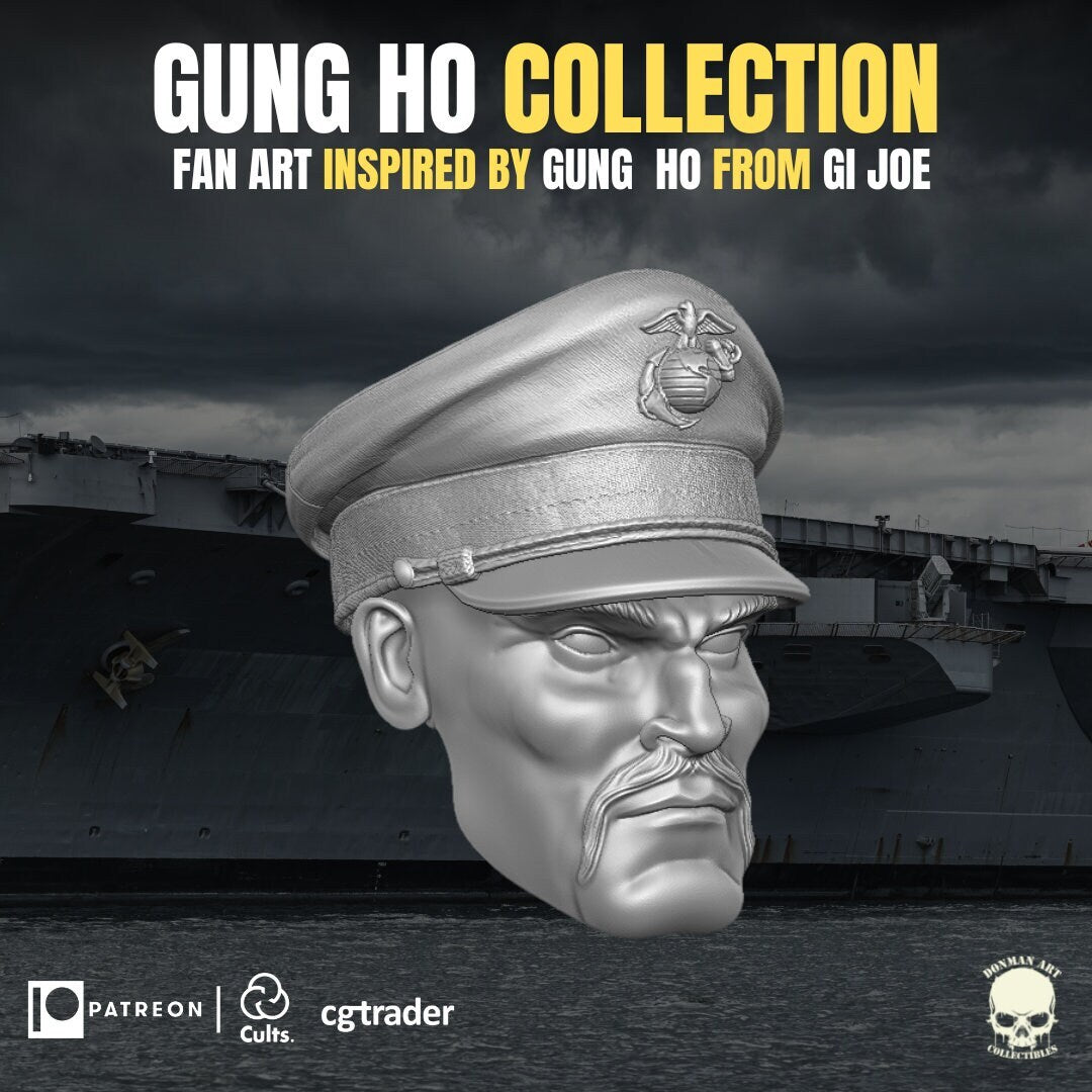 Gung Ho G.I. Joe classified 1:12 head sculpt 3d printed resin action figure mar