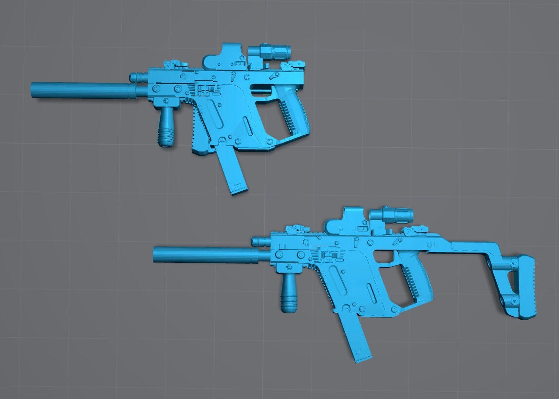 1/12 Kriss Vector 2 pack Suppressed Assault Rifle SMG 1:12 Scale Toy Accessory