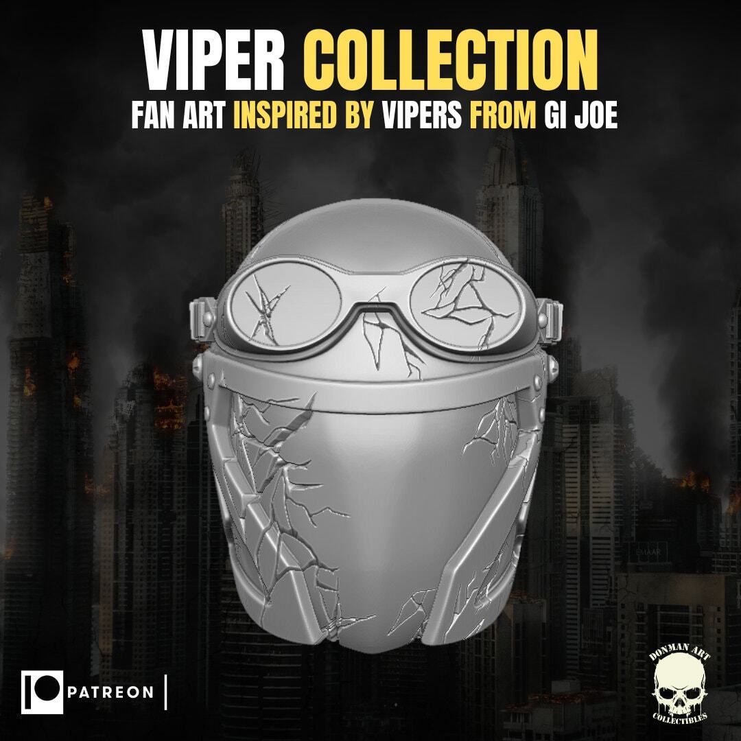 Cobra Viper Classic Helmet GI Joe Classified 1/12 scale head unpainted 1:12