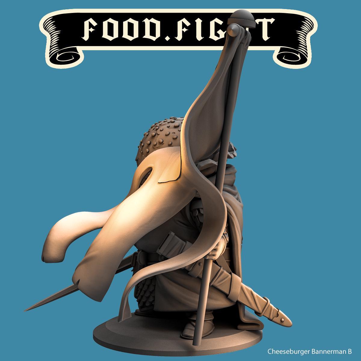 Cheeseburger Bannerman--Food Fight! tabletop gaming DnD 32mm | 75MM