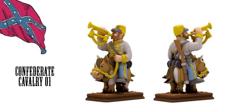 Confederate Mounted Cavalry American Civil War Set DnD Miniature, Tabletop RPG,