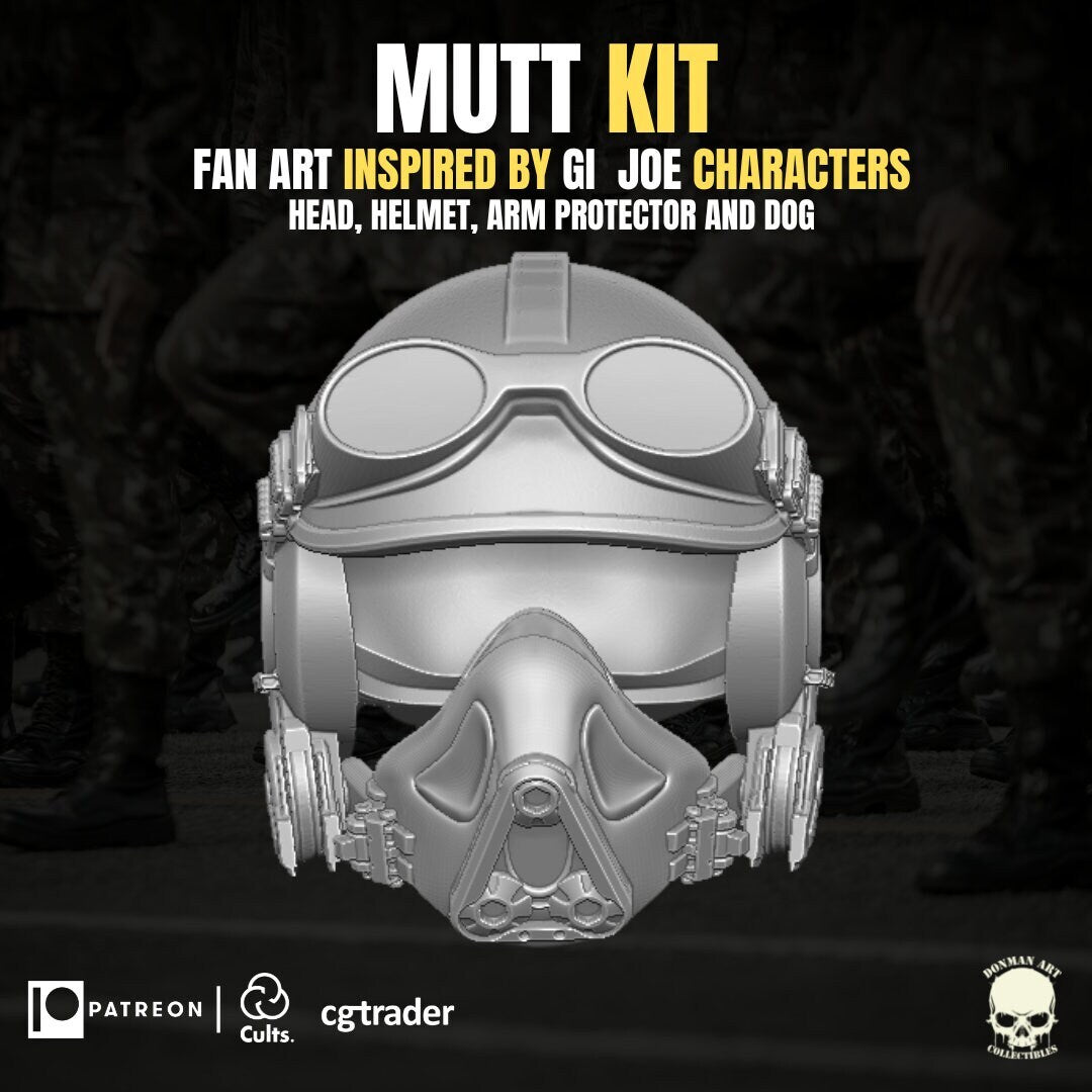 Mutt and Junkyard kit, head sculpt GI Joe Classified 1/12 scale head unpainted