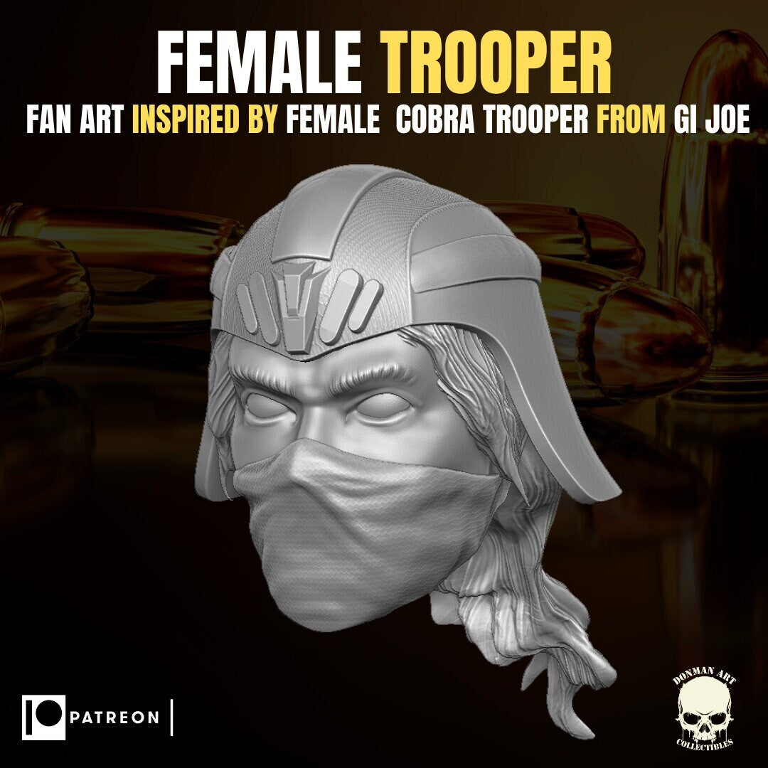 female Cobra trooper head, trooper builder, GI Joe Classified 1/12 scale head u