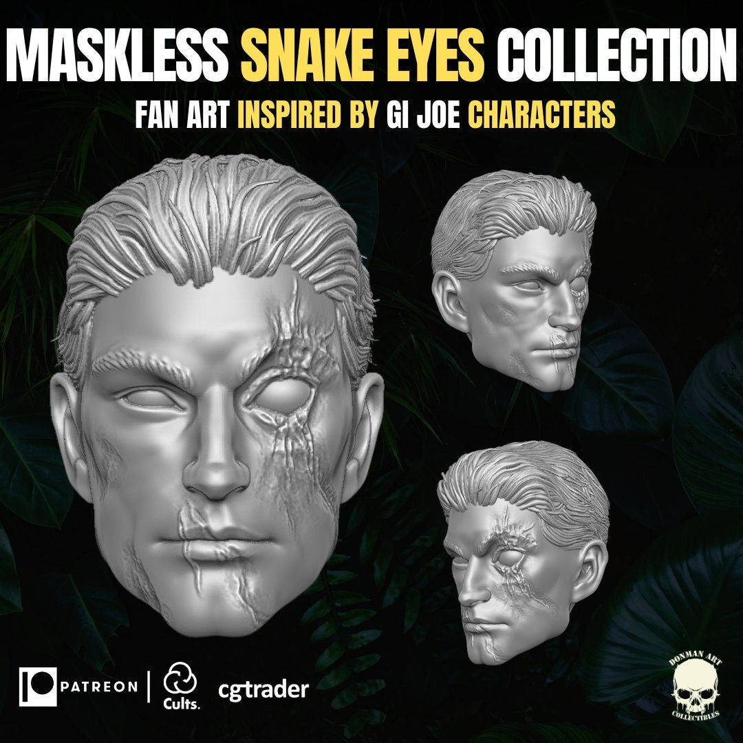 Unmasked Snake Eyes head GI Joe classified 1:12 mezco action figures