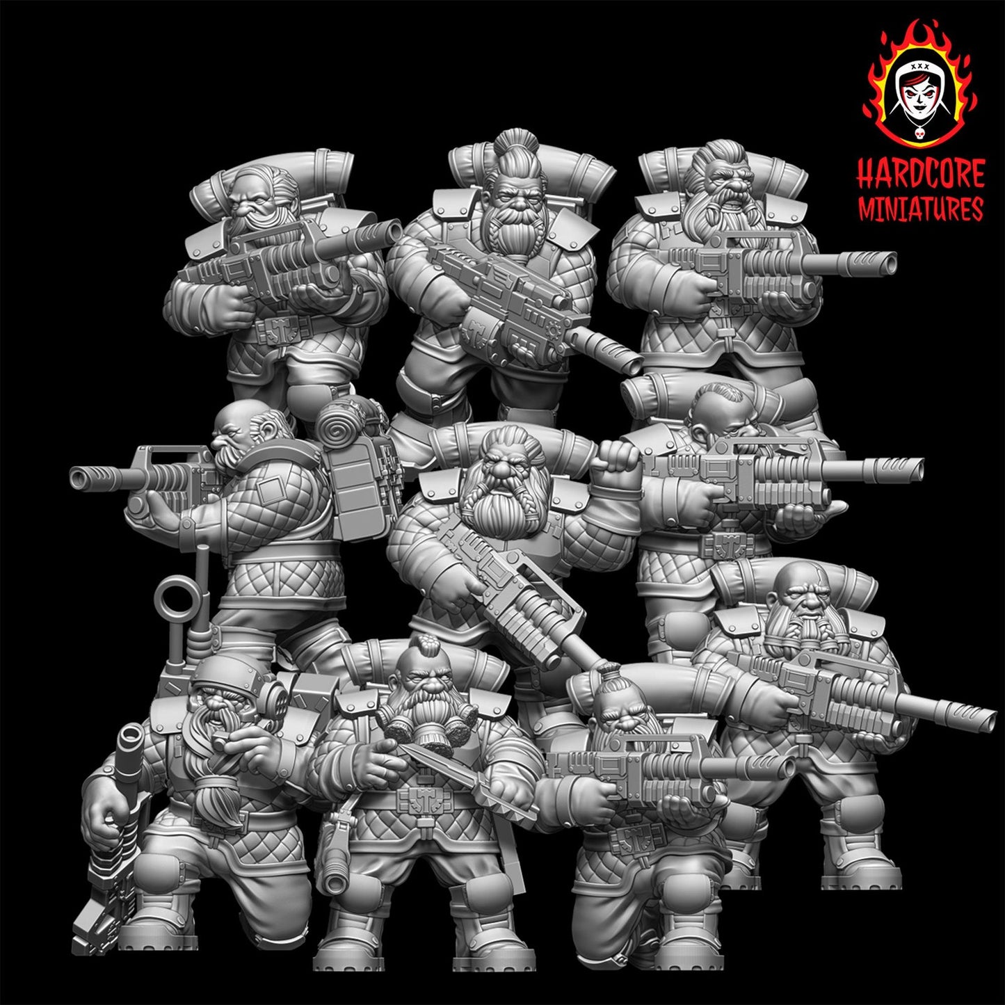 Space Dwarves Veterans Lasers 28mm army builder set 1 3d printed minis tabletop