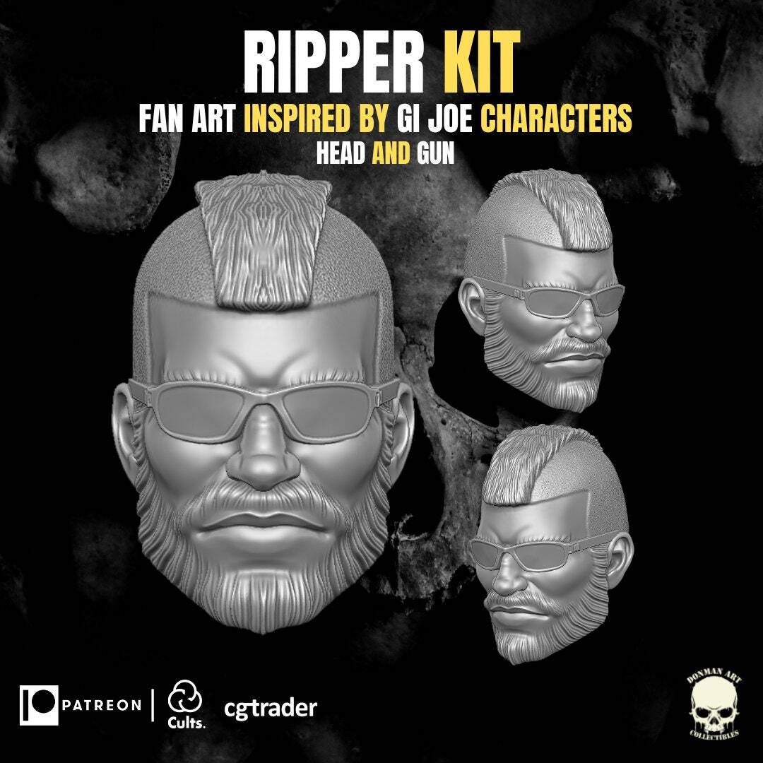 Ripper kit dreadnok GI Joe Classified 1/12 scale head unpainted 1:12 mezco, mar