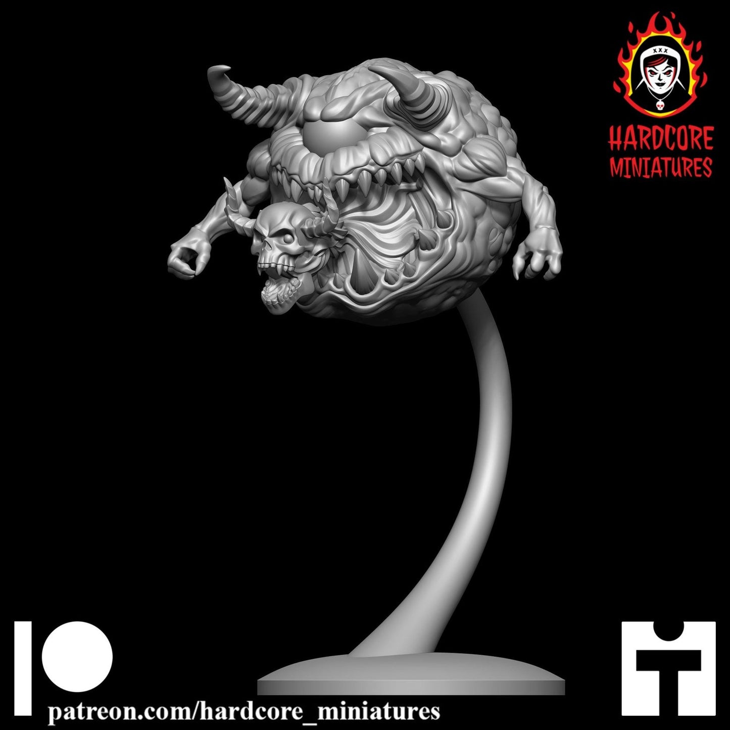 Cacodemon with arms Pain Elemental 32mm dnd miniature video game Meatballs