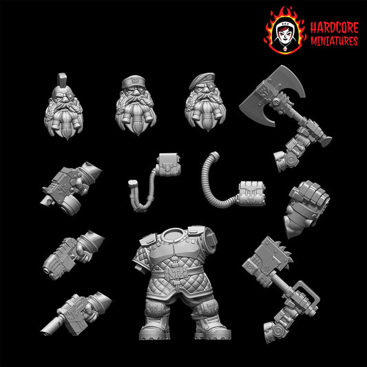 Space Dwarf Sergeant 28mm army builder set 1 3d printed minis tabletop hardcore