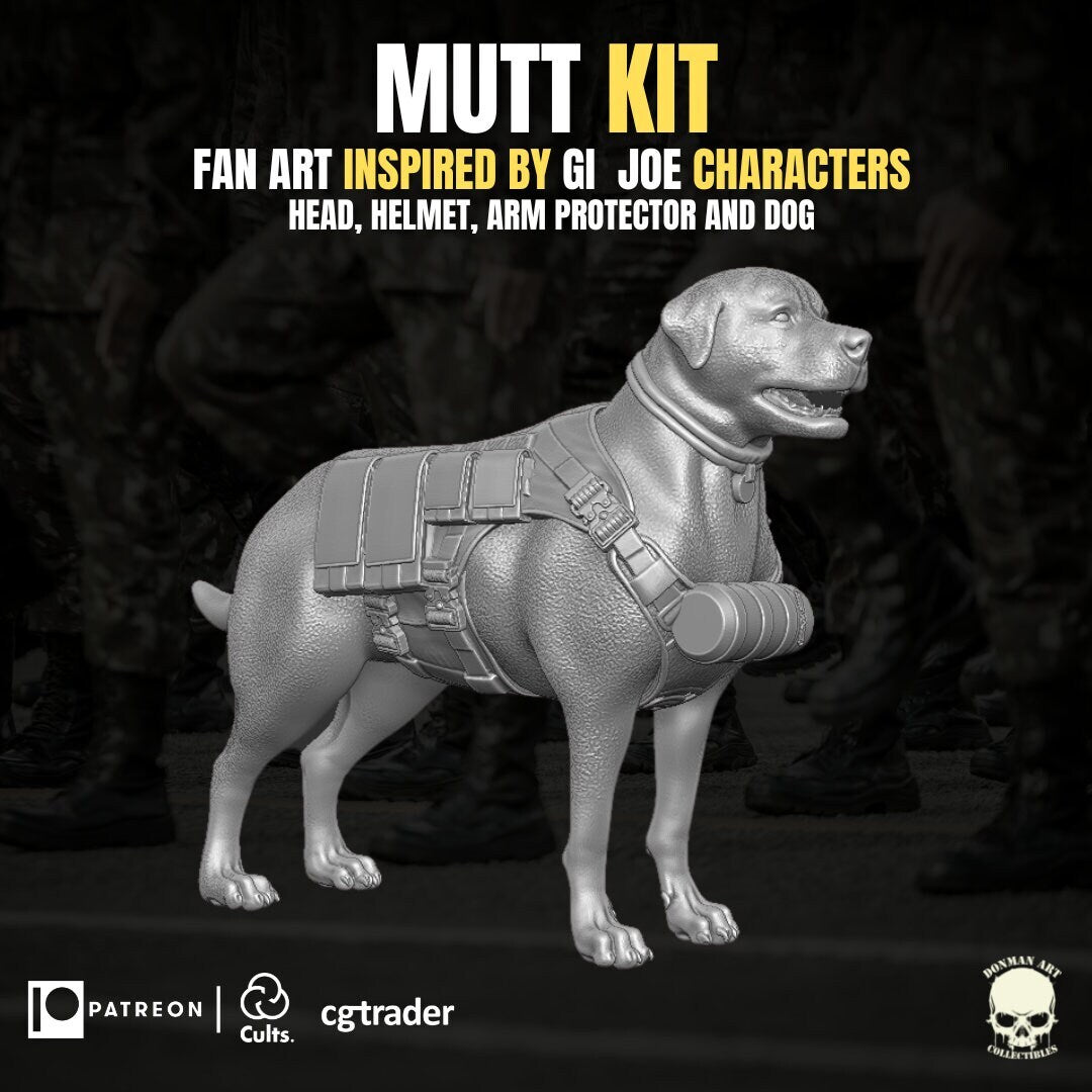 Mutt and Junkyard kit, head sculpt GI Joe Classified 1/12 scale head unpainted