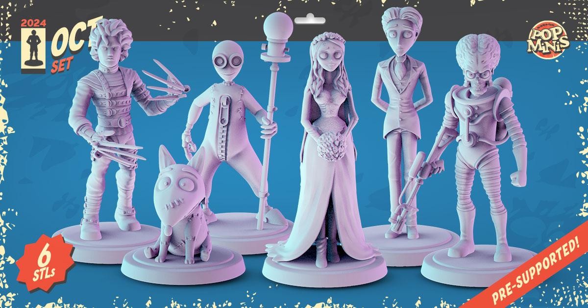 Tim Burton 36mm Minis tabletop gaming, DnD Edward Scissorhands, Mars Attacks| C