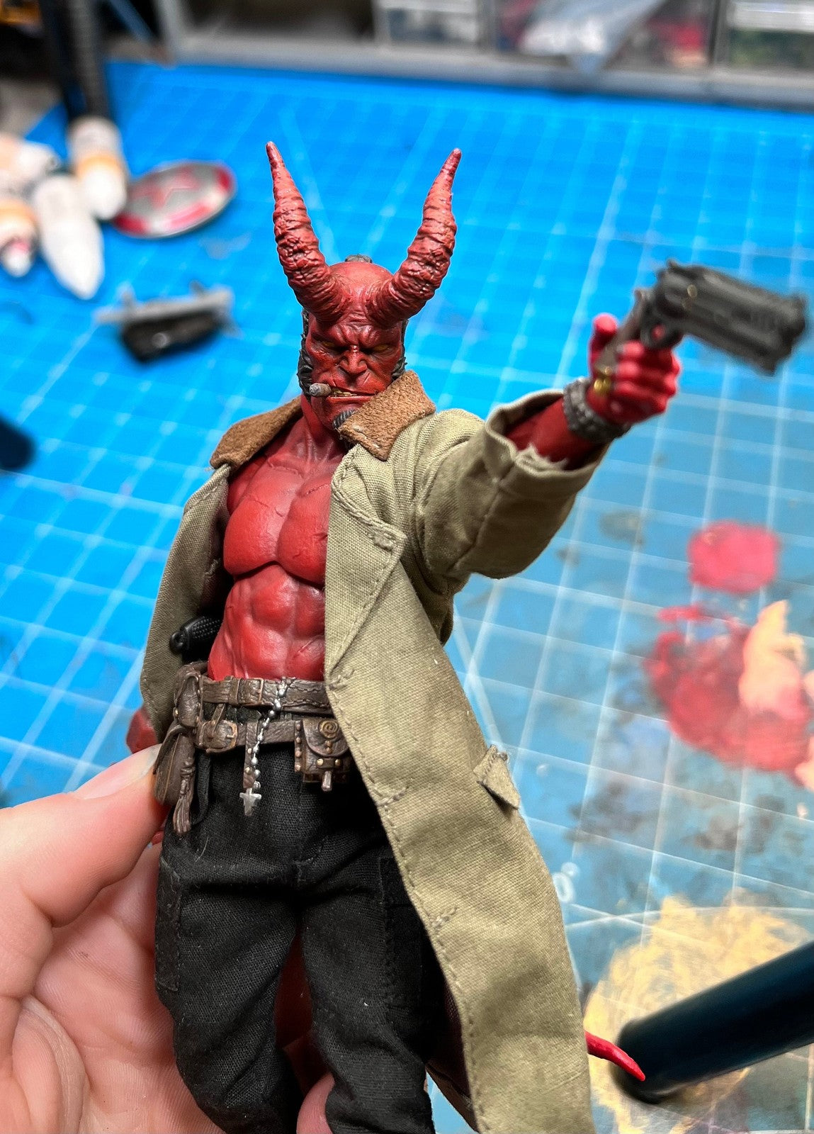 HellBoy custom 6" action figure custom head set mezco one12, 1000toys, Figma, c