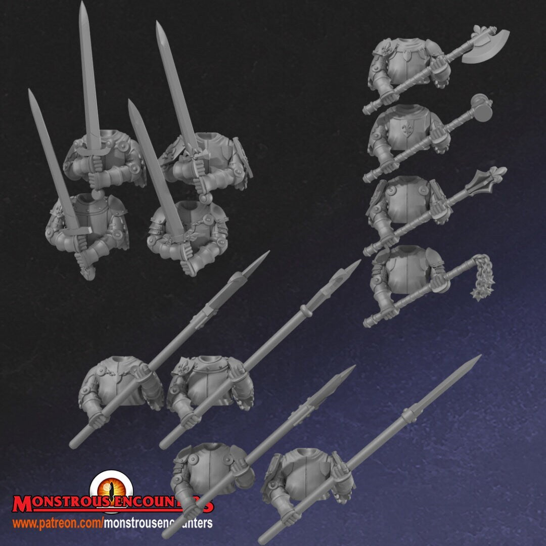 Breton Foot Knights Unit 28mm army builder set 1 3d printed minis tabletop bret