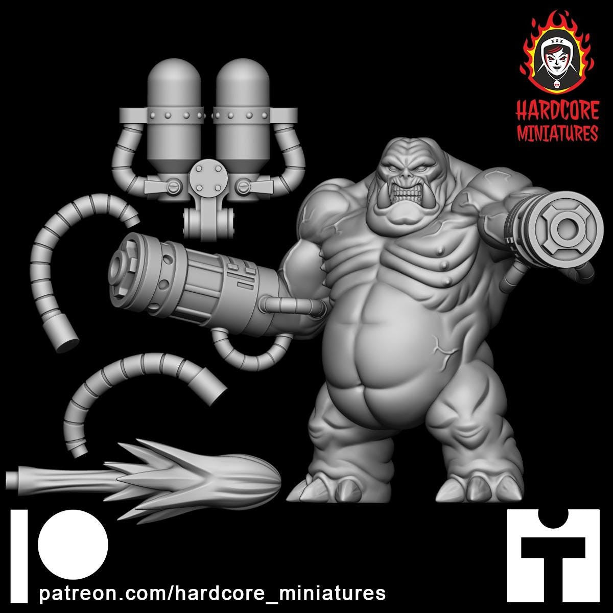 Mancubus Fat Demon Firing left modular 32mm dnd miniature Martian Trooper doom