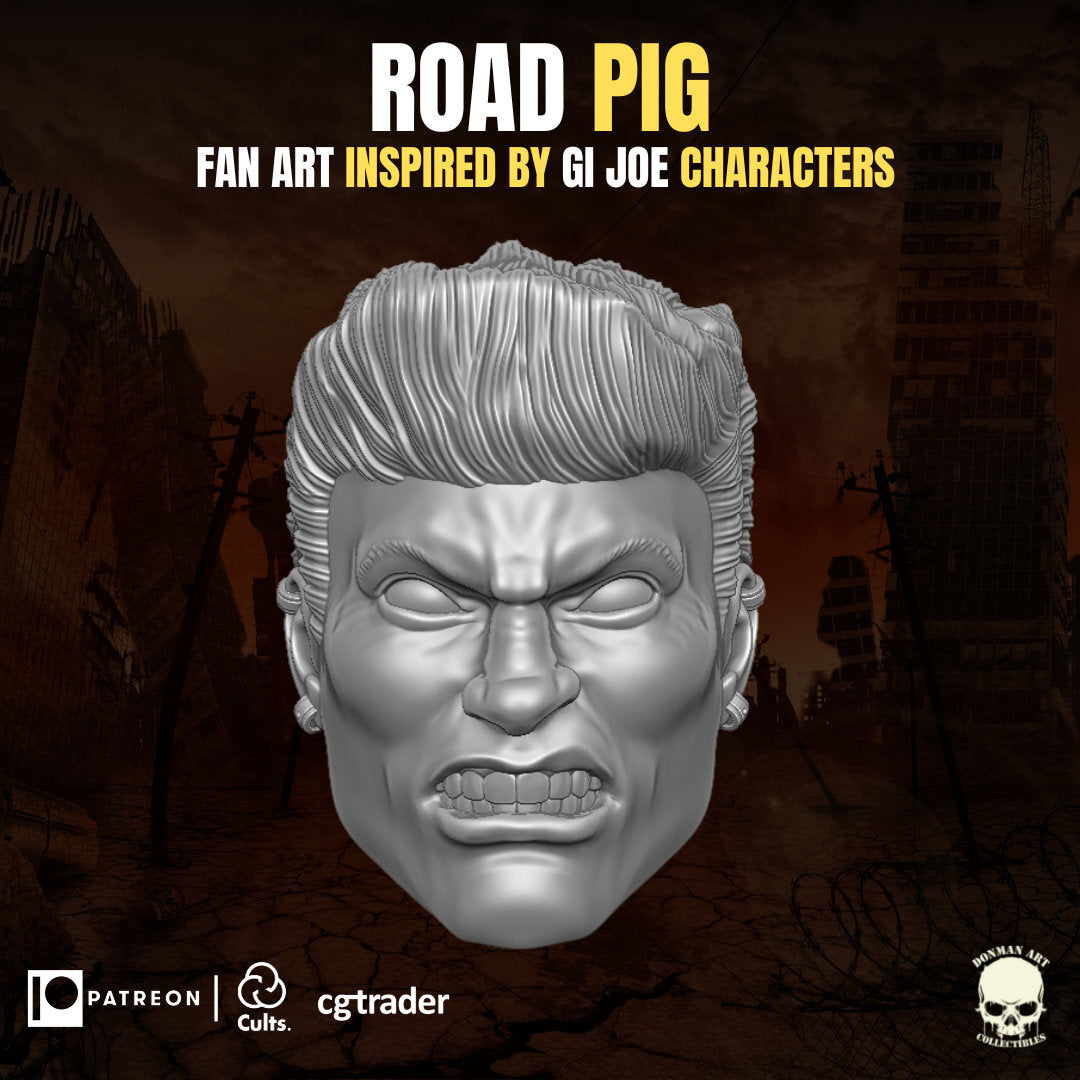 Road Pig head GI Joe Classified 1/12 scale head unpainted 1:12 mezco, marvel le