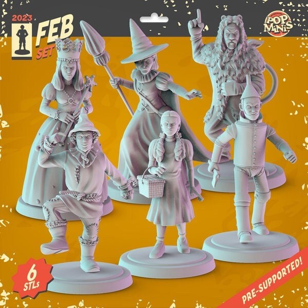 Wizard Of Oz 3d printed mini's Popmini 34mm nostalgia dnd gaming
