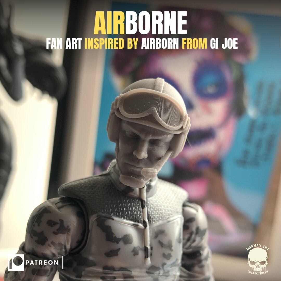 Airborne G.I. Joe 1:12 head sculpt 3d printed resin