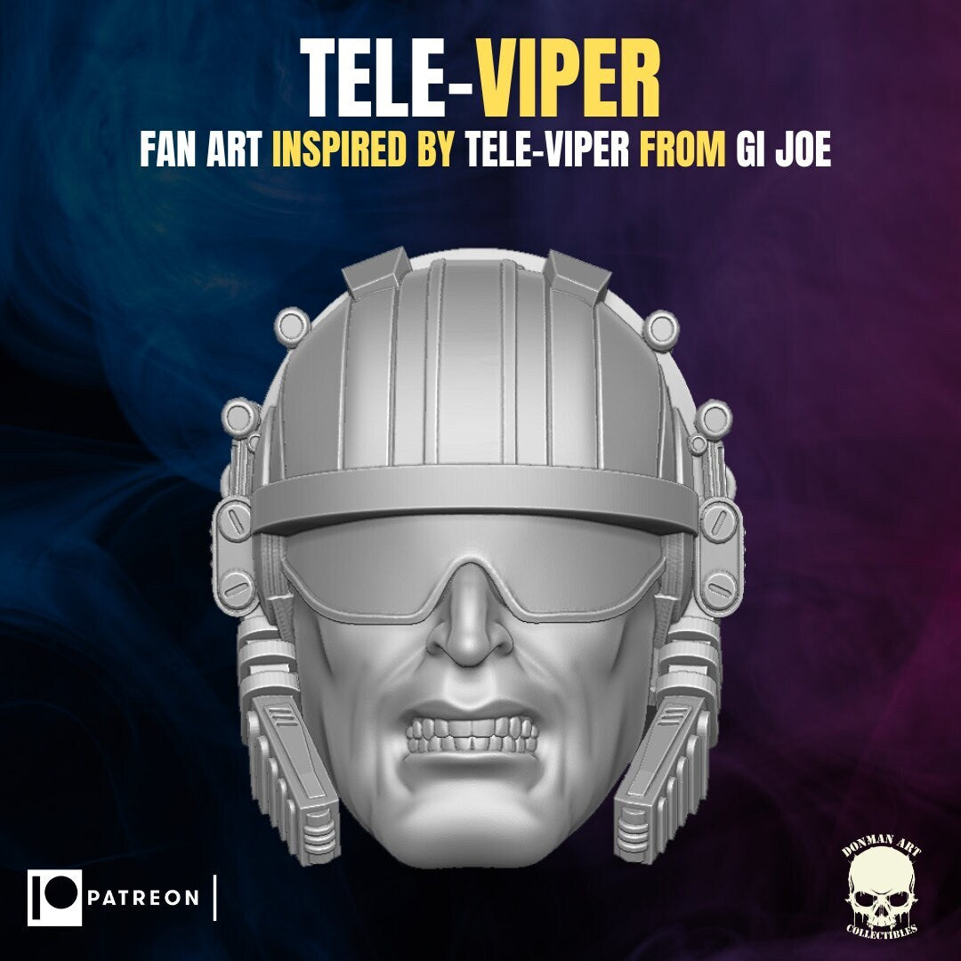 Tele viper trouble bubble G.I. Joe 1:12 head sculpt 3d printed resin