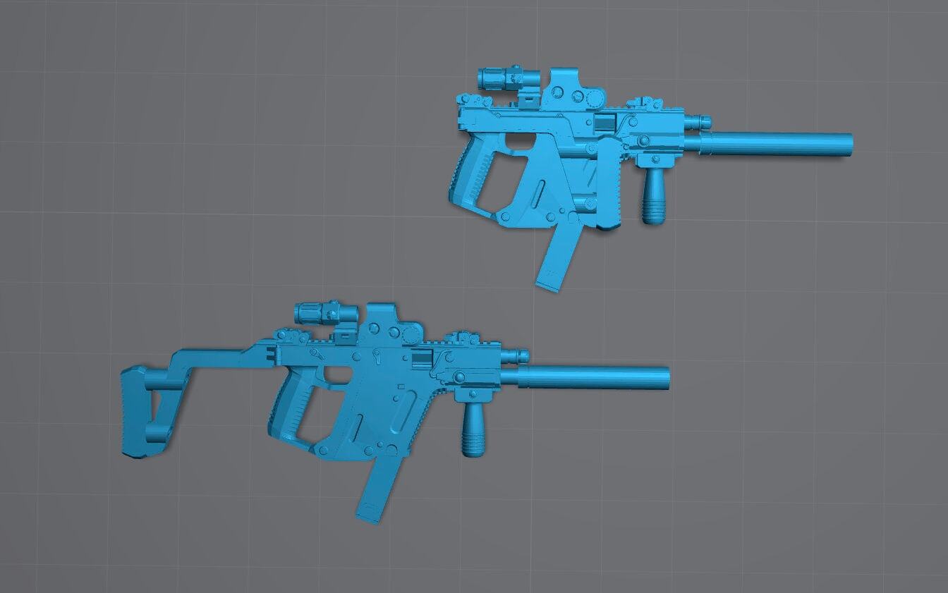 1/12 Kriss Vector 2 pack Suppressed Assault Rifle SMG 1:12 Scale Toy Accessory