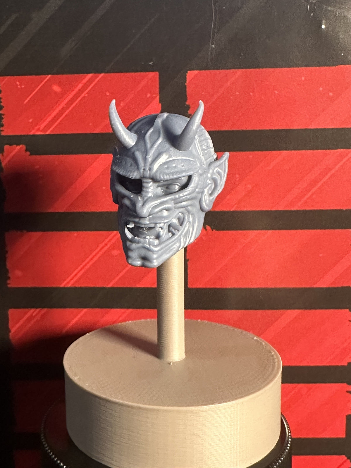 Unpainted Oni Mask Head: 1/12 Scale Action Figure Accessory