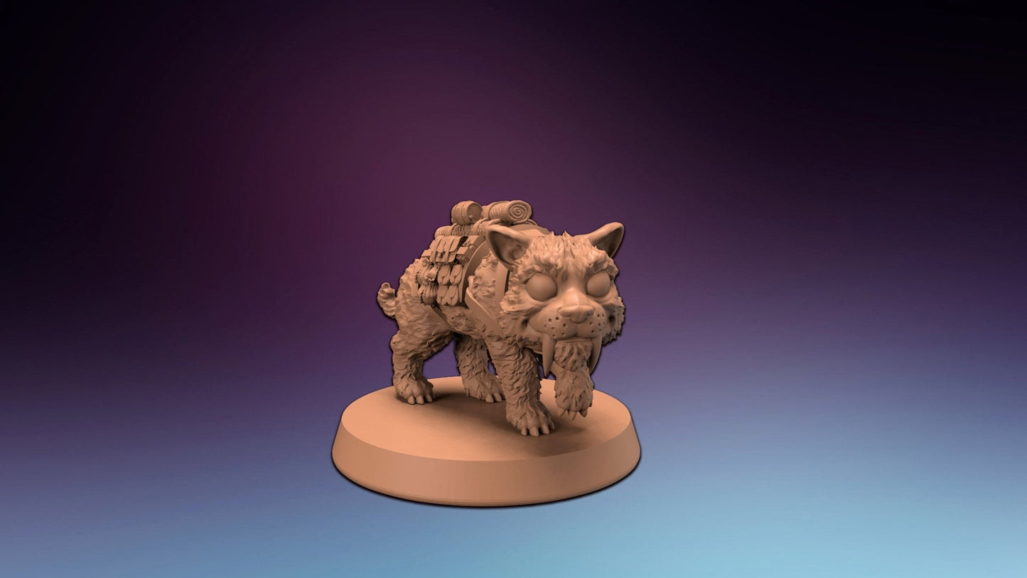 HeroQuest pet Saber-toothed tiger dino - Miniatures Unpainted 28mm/32mm Dungeon