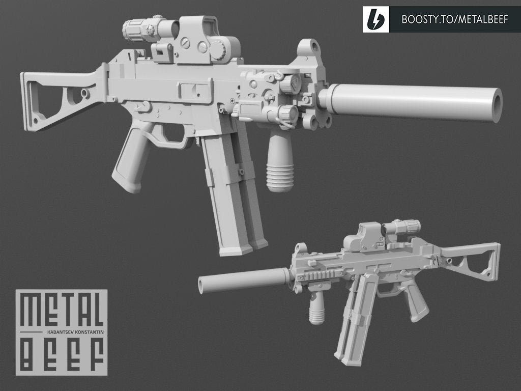 1/12 UMP 45 Suppressed Assault Rifle SMG 1:12 Scale Toy Accessory GI Joe Classi