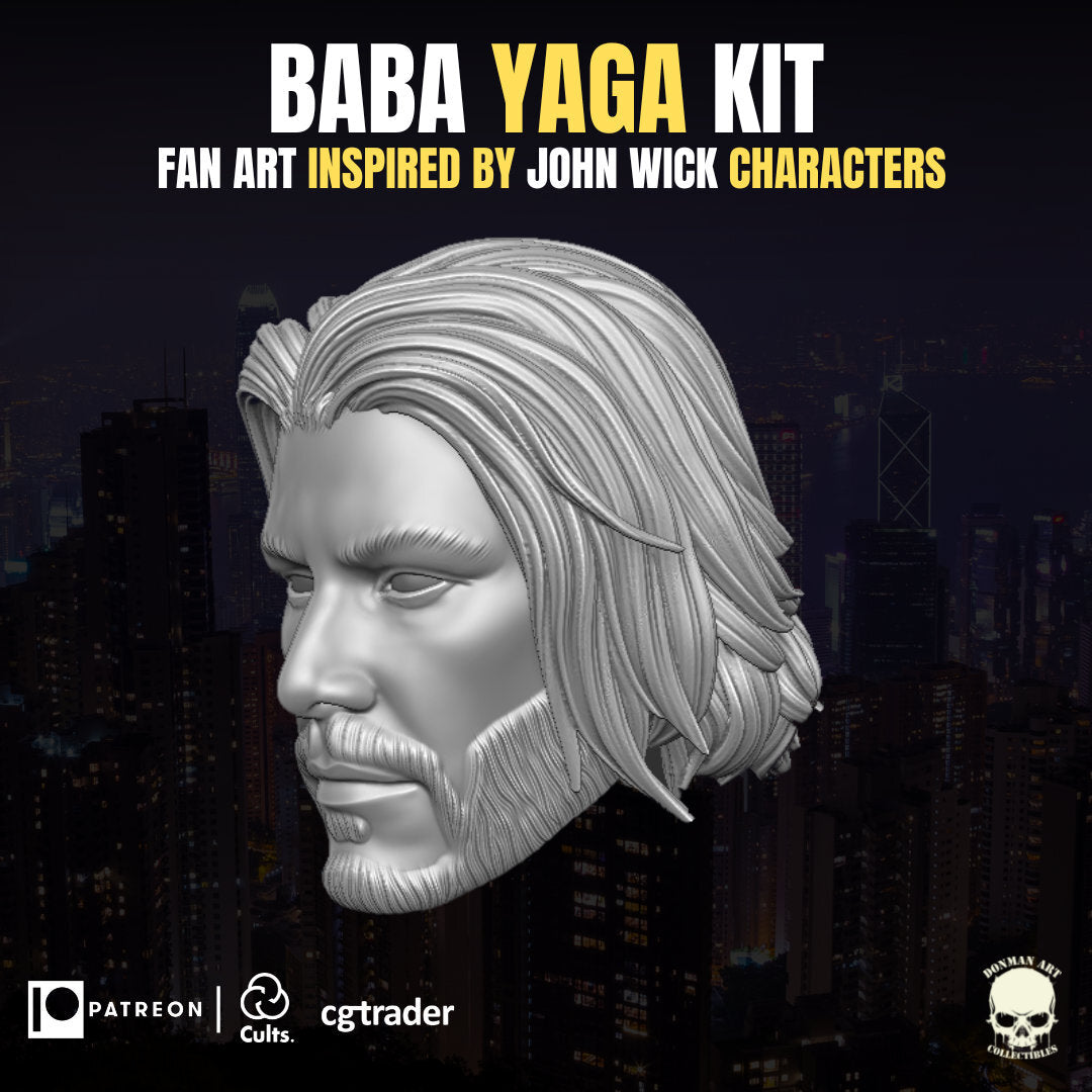 John Wick Head Sculpt: Baba Yaga Kit, 1/12 Scale Unpainted