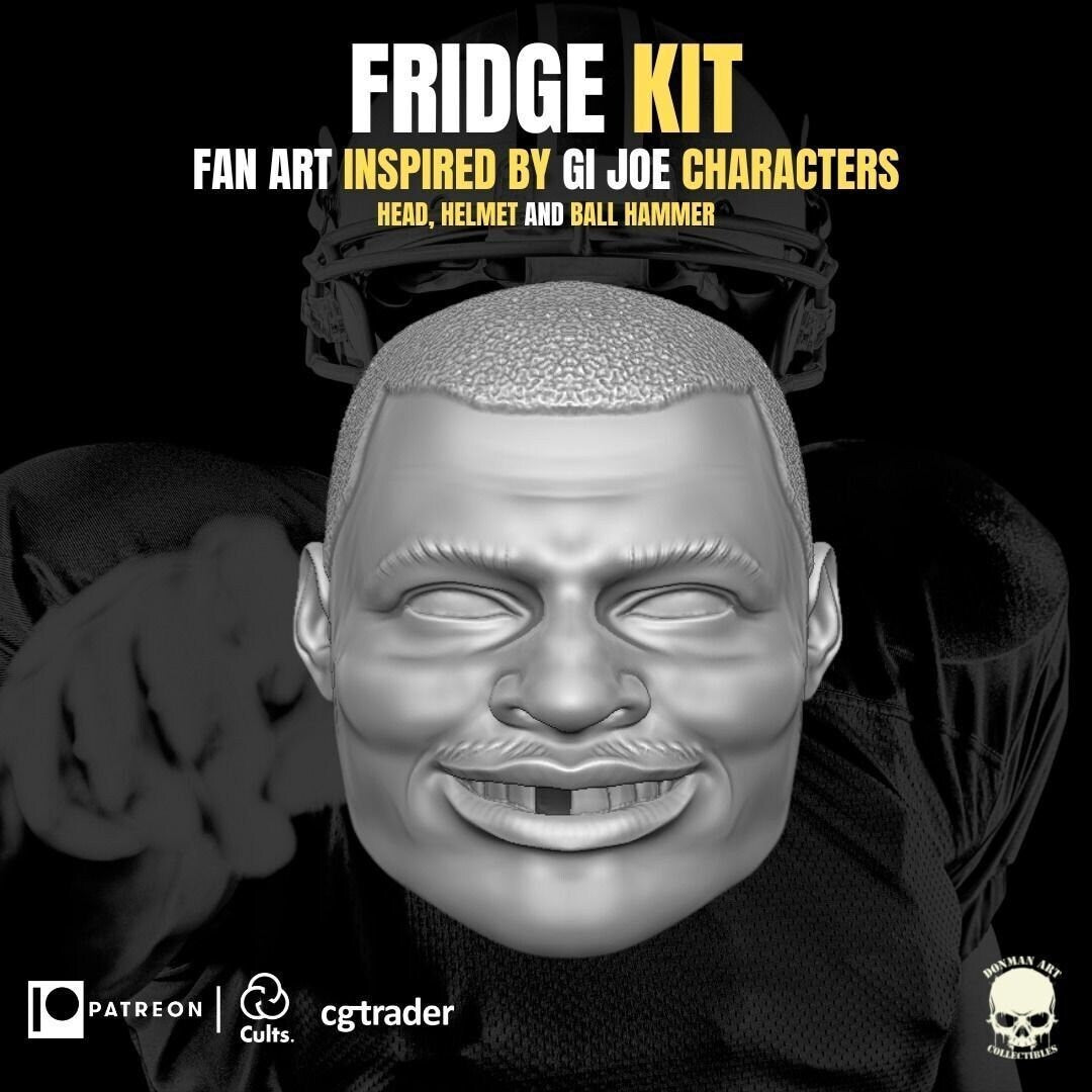 Refrigerator Perry kit, the fridge GI Joe Classified 1/12 scale head unpainted