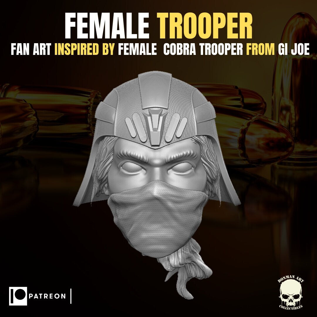 female Cobra trooper head, trooper builder, GI Joe Classified 1/12 scale head u