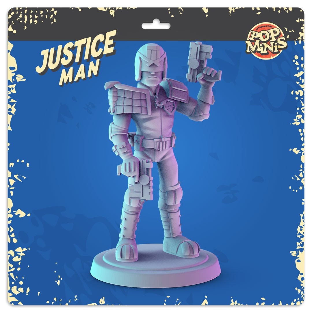 Justice 34mm Minis Robocop, ed-209, Judge Dredd, mean Machine angel, captain pl
