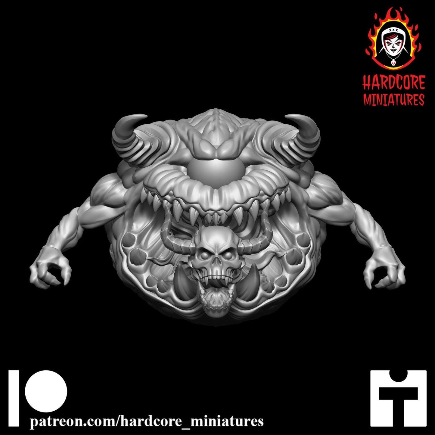 Cacodemon with arms Pain Elemental 32mm dnd miniature video game Meatballs