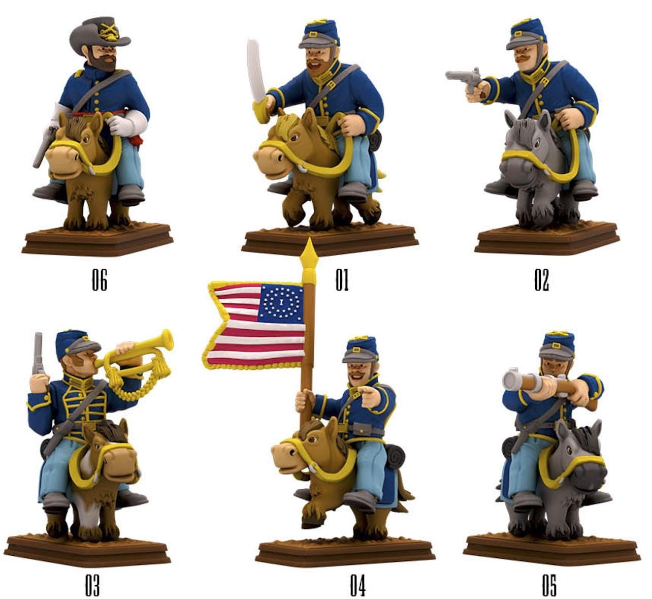 Confederate Mounted Cavalry American Civil War Set DnD Miniature, Tabletop RPG,