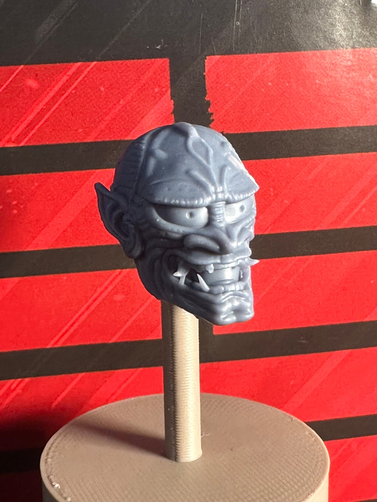 Unpainted Oni Mask Head: 1/12 Scale Action Figure Accessory