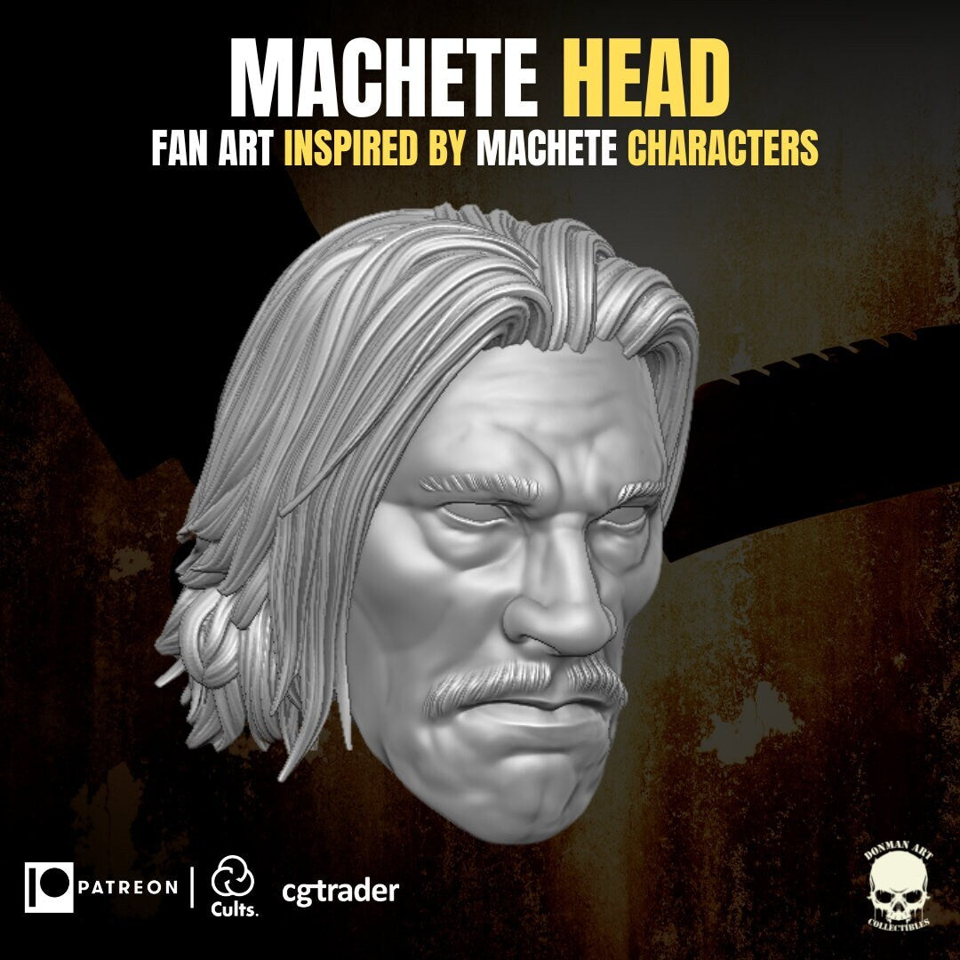 GI Joe Machete Danny Trejo head sculpt GI Joe Classified 1/12 scale head unpain