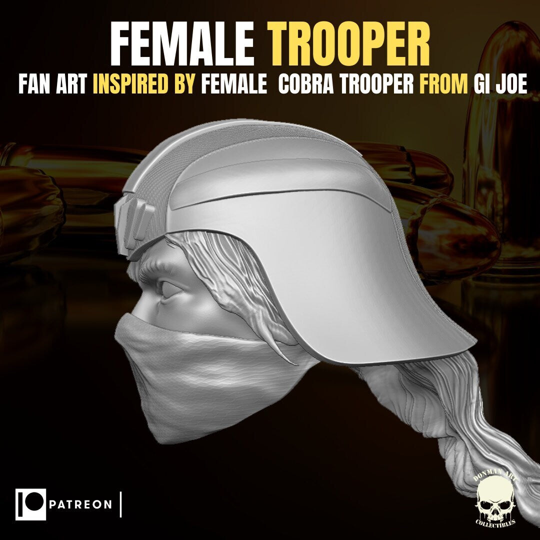 female Cobra trooper head, trooper builder, GI Joe Classified 1/12 scale head u