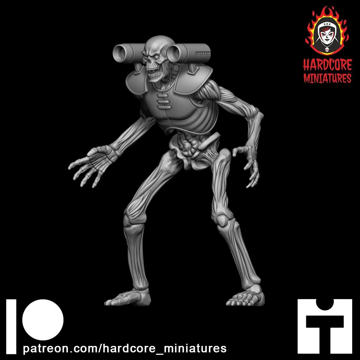 Doom Hell Skeleton firing 32mm dnd miniature doom video game The REVENANT