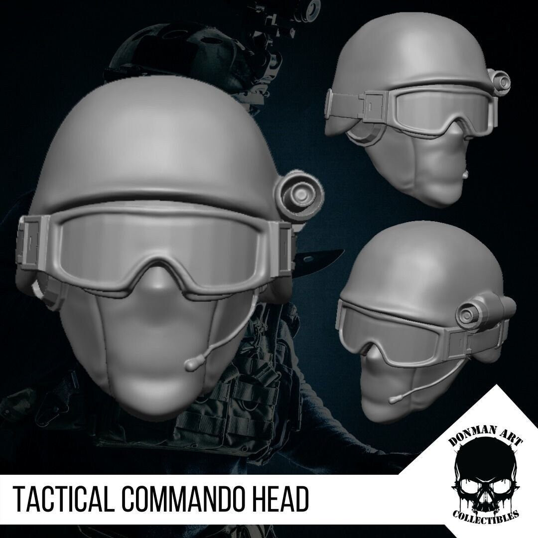 Tactical Commando Head for 6 inch action figures GI Joe Classified, mezco, neca